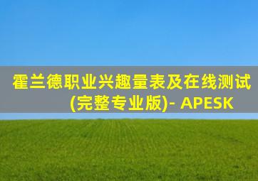 霍兰德职业兴趣量表及在线测试(完整专业版)- APESK